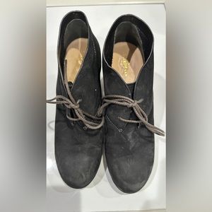 COLE HAAN Britt Chukka Suede Lace Up Wedge booties